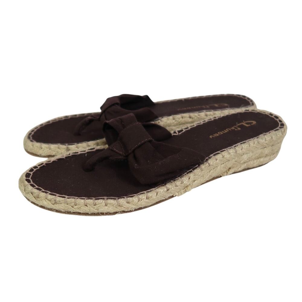 Chinese Laundry Brown Thong Espadrille Wedge Sandals 7.5